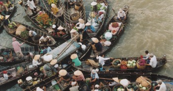 Floating market in Mekong Delta