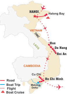Vietnam Family Adventure Tour 15 days Map