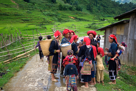 Red Dzao ethnic group in Ta Phin village.Sapa, Lao Cai province, Vietnam