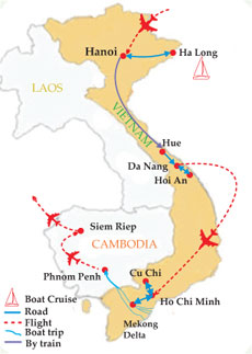 The Memorable Vietnam & Cambodia - 15 Days Map