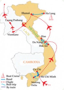 Vietnam Laos Explorer Tour - 18 Days Map