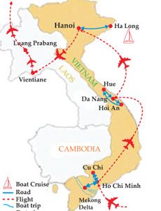 Vietnam Laos Explorer Tour - 18 Days Map