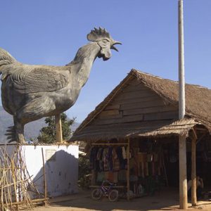 A statue of chicken in Lat Village