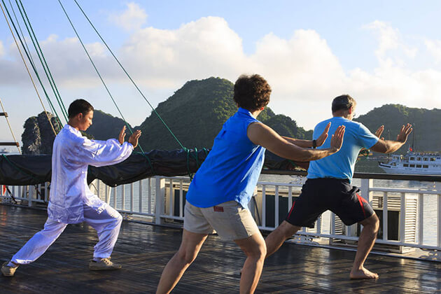 Tai Chi Lesson in Halong Bay Tour
