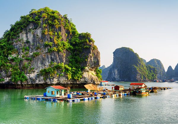 Floating village on Cat Ba Island Vietnam Family Tour