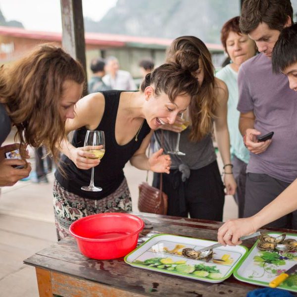 cooking demonstration in halong bay - vietnam luxury tours