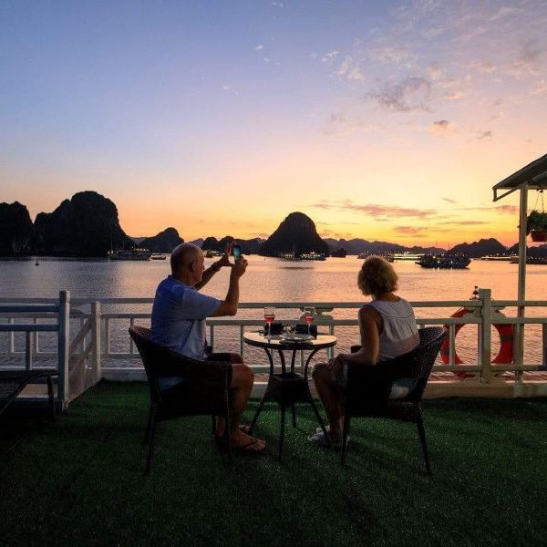 sunset in halong bay vietnam
