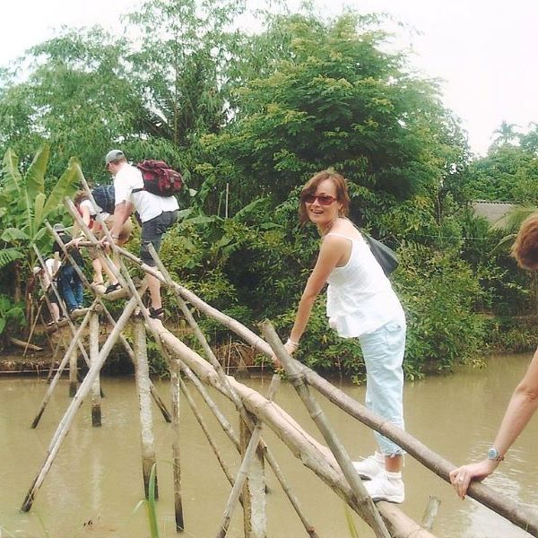 the monkey bridge in mekong delta