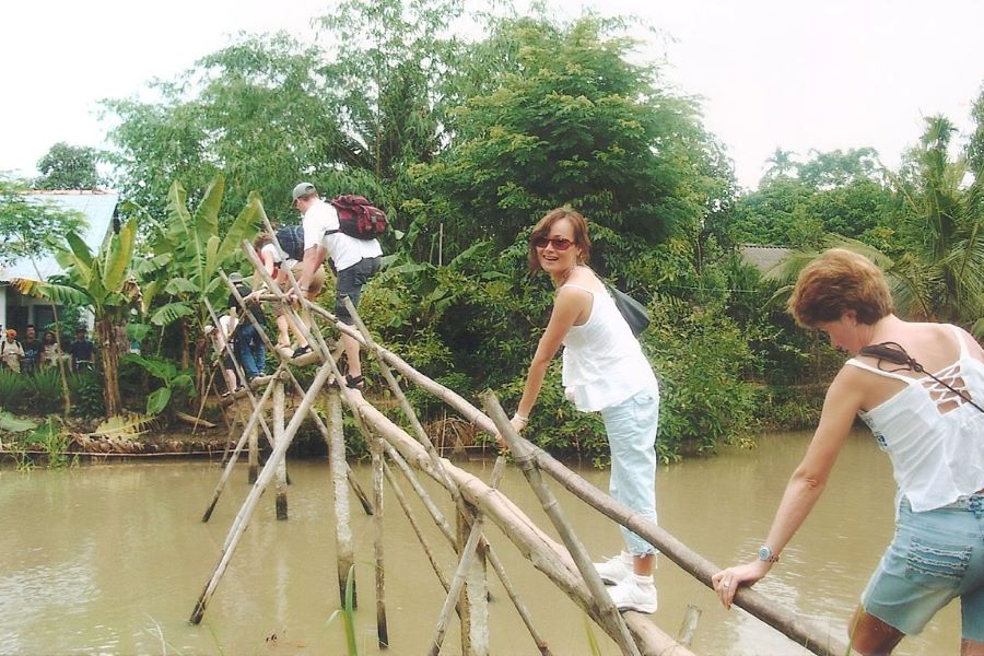 the monkey bridge in mekong delta